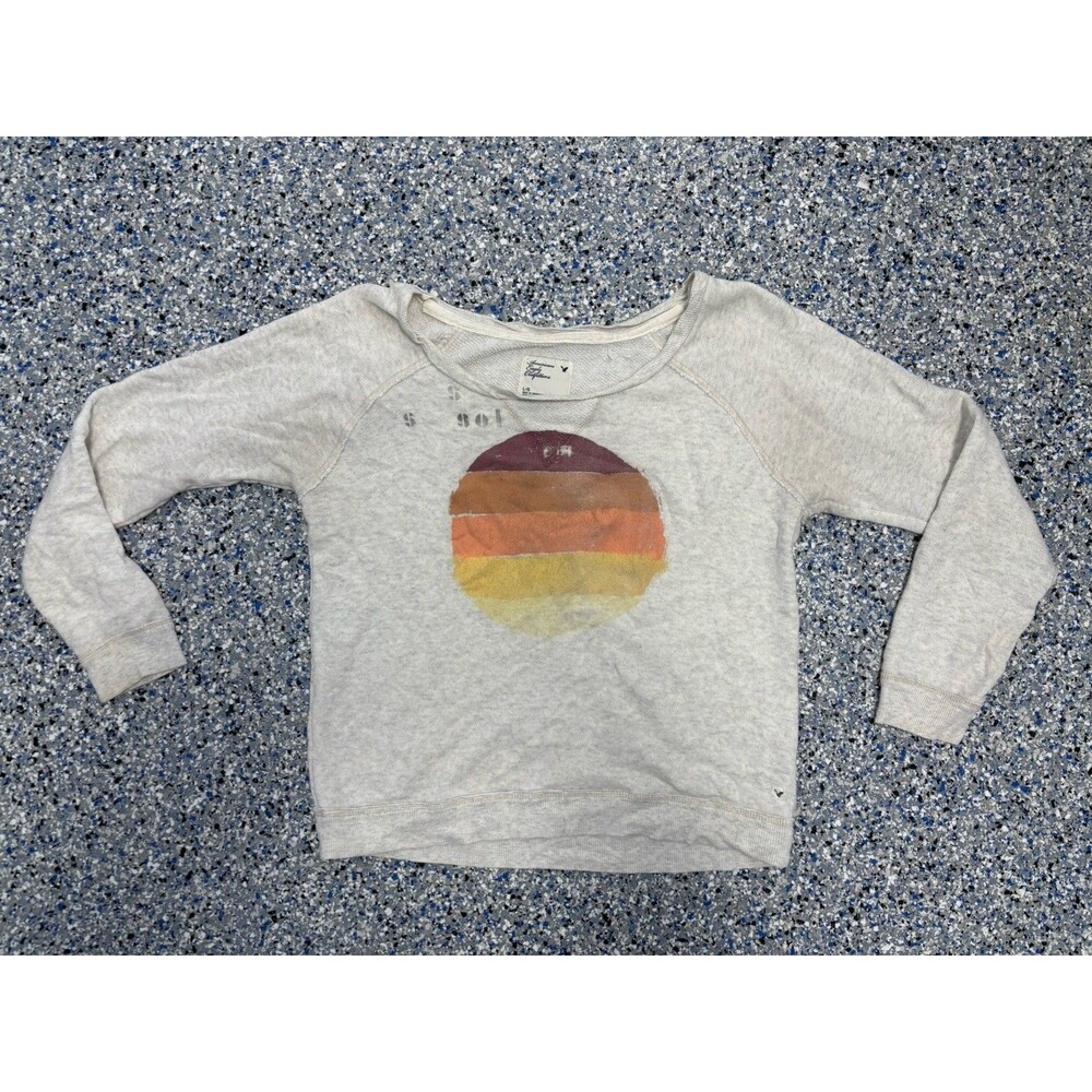 American Eagle Outfitters Vintage-style Sunset Graphic Off Shoulder Sweatshirt L